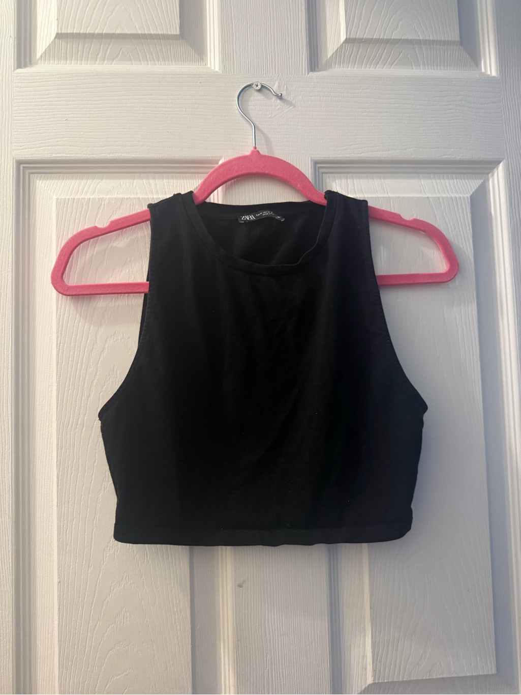 Zara Black Cropped Muscle Tank Top